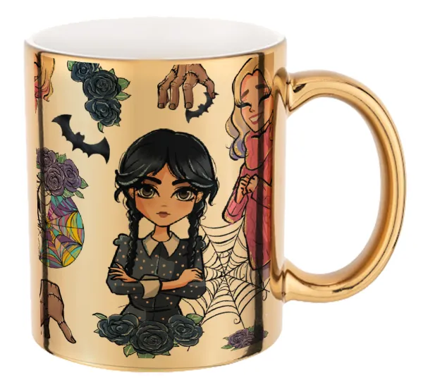 Wednesday and Enid Sinclair — Mug ceramic, gold mirror, 330ml