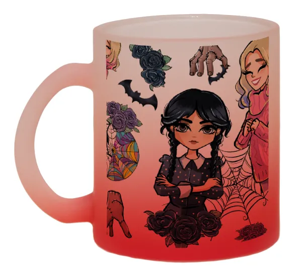 Wednesday and Enid Sinclair — Two-tone glass mug with matte red base, 330ml