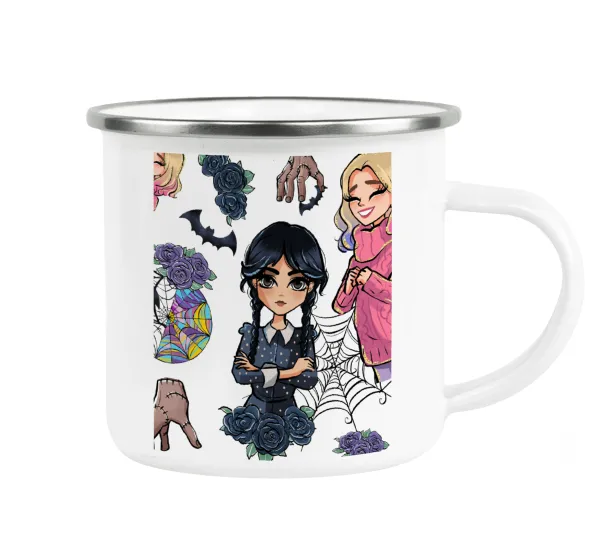 Wednesday and Enid Sinclair — Metallic enamel cup white 360ml