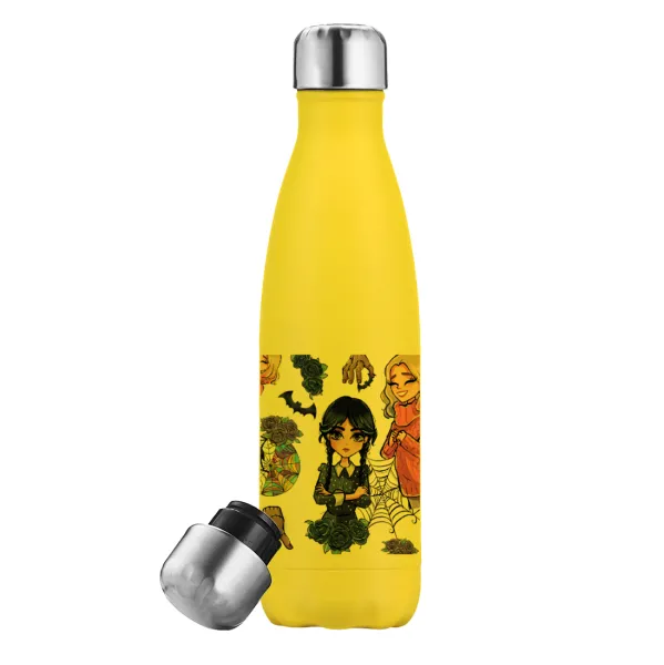 Wednesday and Enid Sinclair — Yellow Stainless Steel Metallic Thermos, double-walled, 500ml