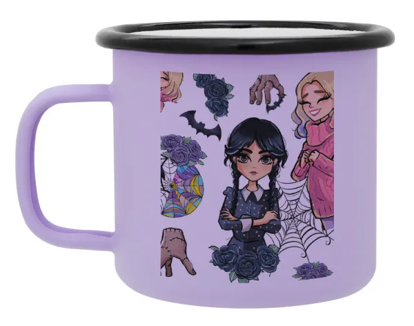 Wednesday and Enid Sinclair — Metal enamel mug, matte light pastel purple, 360ml