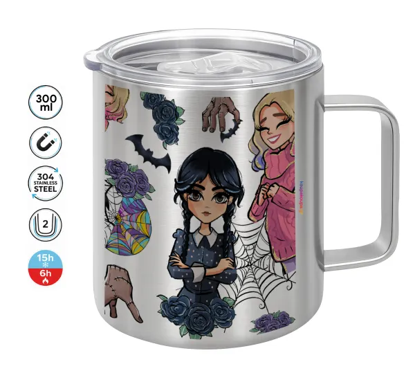 Wednesday and Enid Sinclair — Double-walled stainless steel mug 300ml with temperature-retaining lid