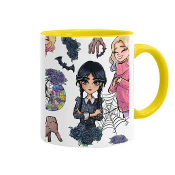 Wednesday and Enid Sinclair, Mug colored yellow, ceramic, 330ml