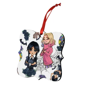 Wednesday and Enid Sinclair, Christmas ornament polygon wooden 7.5cm