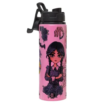 Wednesday and Enid Sinclair, Μεταλλικό παγούρι νερού με καπάκι ασφαλείας, αλουμινίου 850ml