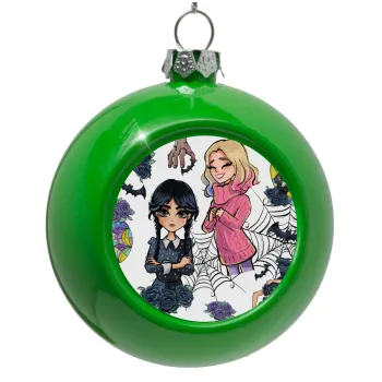 Wednesday and Enid Sinclair, Green Christmas tree ornament bauble 8cm