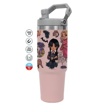 Wednesday and Enid Sinclair, ΡΟΖ χρώματος Θερμός Ανοξείδωτο 890ml (30oz) με χερούλι