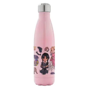 Wednesday and Enid Sinclair, Metal mug thermos Pink Iridiscent (Stainless steel), double wall, 500ml