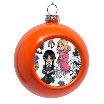Wednesday and Enid Sinclair, Orange Christmas tree ornament bauble 8cm