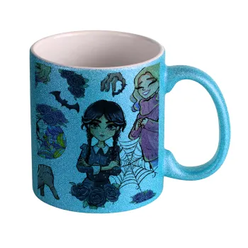 Wednesday and Enid Sinclair, Κούπα Σιέλ Glitter που γυαλίζει, κεραμική, 330ml