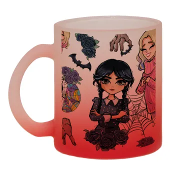 Wednesday and Enid Sinclair, Κούπα γυάλινη δίχρωμη με βάση το κόκκινο ματ, 330ml