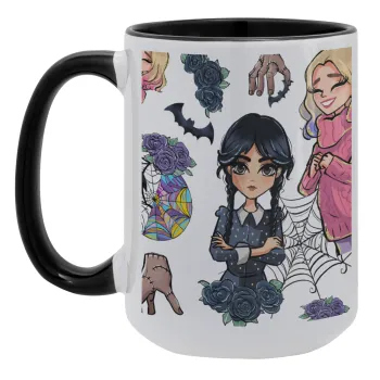 Wednesday and Enid Sinclair, Κούπα Mega 15oz, κεραμική Μαύρη, 450ml