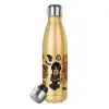 Glitter gold stainless steel thermos bottle, double-walled, 500ml