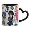 Mug heart black handle, ceramic, 330ml