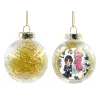 Transparent Christmas tree ball ornament with gold filling 8cm