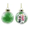 Transparent Christmas tree ball ornament with green filling 8cm