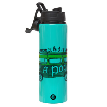 Outerbanks Pogue Life, Metallic water bottle with safety lid, 850ml aluminum