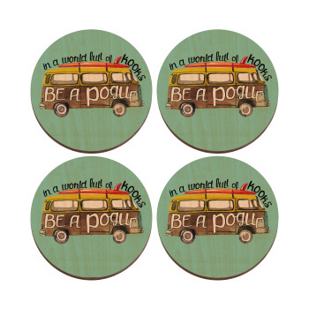 Outerbanks Pogue Life, ΣΕΤ x4 Σουβέρ ξύλινα στρογγυλά plywood (9cm)