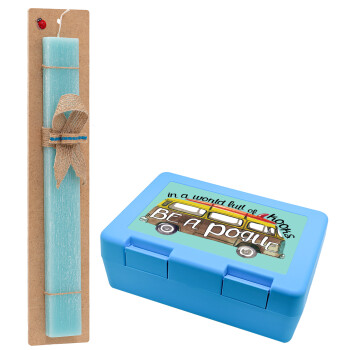 Outerbanks Pogue Life, Easter Set, children's snack container BLUE & Easter aromatic flat candle (30cm) (TURQUOISE)