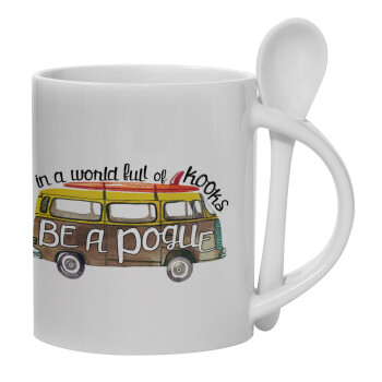 Outerbanks Pogue Life, Ceramic coffee mug with Spoon, 330ml (1pcs)