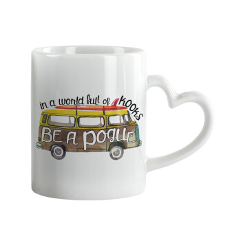 Outerbanks Pogue Life, Κούπα καρδιά χερούλι λευκή, κεραμική, 330ml