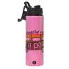 Metallic water bottle with safety lid, 850ml aluminum