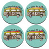 SET of 4 round wooden coasters (9cm)