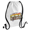 Backpack pouch GYMBAG white, with pocket (40x48cm) & thick cords