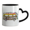 Mug heart black handle, ceramic, 330ml