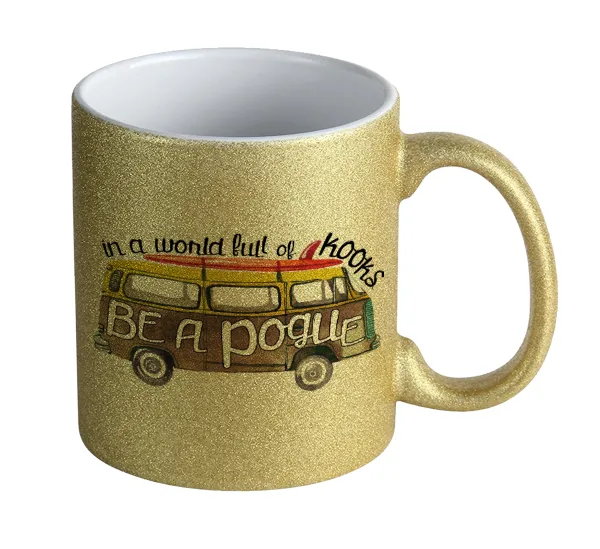 Outerbanks Pogue Life — Κούπα Χρυσή Glitter που γυαλίζει, κεραμική, 330ml