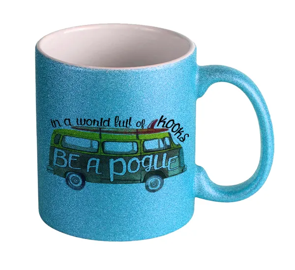 Outerbanks Pogue Life — Light blue glitter mug that sparkles, ceramic, 330ml