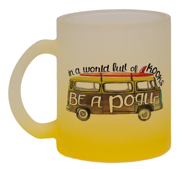 Outerbanks Pogue Life — Two-tone glass mug with matte yellow base, 330ml