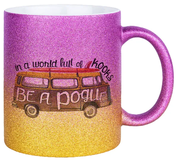 Outerbanks Pogue Life — Κούπα Χρυσή/Ροζ Glitter, κεραμική, 330ml