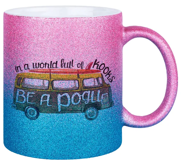 Outerbanks Pogue Life — Κούπα Χρυσή/Μπλε Glitter, κεραμική, 330ml