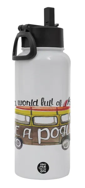 Outerbanks Pogue Life — Metal mug thermo White with Straw and Spout Lid (Stainless steel), double wall, 950ml
