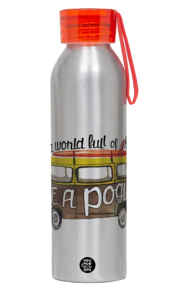 Outerbanks Pogue Life — Αλουμινένιο Αθλητικό Μπουκάλι 650ml – Ασημί με Κόκκινο Καπάκι και Λουράκι Σιλικόνης