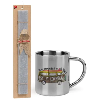 Outerbanks Pogue Life, Πασχαλινή Λαμπάδα με μεταλλική κούπα θερμό (300ml) & κερί αρωματικό πλακέ (30cm) (ΓΚΡΙ)