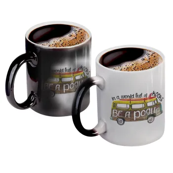 Outerbanks Pogue Life, Color changing magic Mug, ceramic, 330ml when adding hot liquid inside, the black colour desappears (1 pcs)