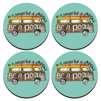 Outerbanks Pogue Life, ΣΕΤ 4 Σουβέρ ξύλινα στρογγυλά (9cm)