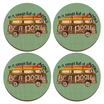 Outerbanks Pogue Life, ΣΕΤ x4 Σουβέρ ξύλινα στρογγυλά plywood (9cm)