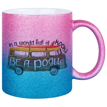 Outerbanks Pogue Life, Κούπα Χρυσή/Μπλε Glitter, κεραμική, 330ml