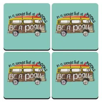 Outerbanks Pogue Life, ΣΕΤ 4 Σουβέρ ξύλινα τετράγωνα (9cm)