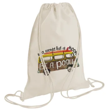Outerbanks Pogue Life, Τσάντα πλάτης πουγκί GYMBAG natural (28x40cm)