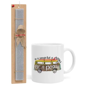 Outerbanks Pogue Life, Πασχαλινή Λαμπάδα με Κούπα κεραμική (330ml) & κερί αρωματικό πλακέ (30cm) (ΓΚΡΙ)