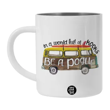 Outerbanks Pogue Life, BIG Mug Stainless steel double wall (450ml, White)