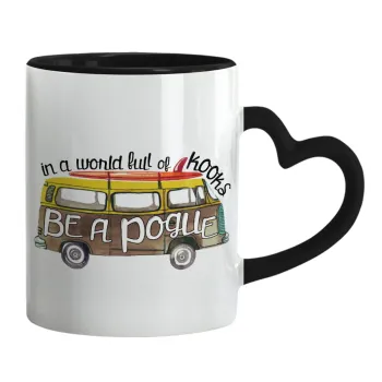 Outerbanks Pogue Life, Mug heart black handle, ceramic, 330ml