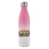 Metal mug thermos Pink/White (Stainless steel), double wall, 500ml