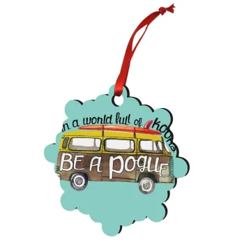 Outerbanks Pogue Life, Christmas ornament snowflake wooden 7.5cm