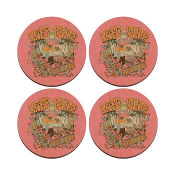 Outerbanks paradise on earth, ΣΕΤ x4 Σουβέρ ξύλινα στρογγυλά plywood (9cm)