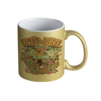 Outerbanks paradise on earth, Κούπα Χρυσή Glitter που γυαλίζει, κεραμική, 330ml